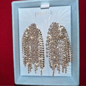 Gold-Toned Rhinestone & Faux Pearl Drop Earrings (NIB)